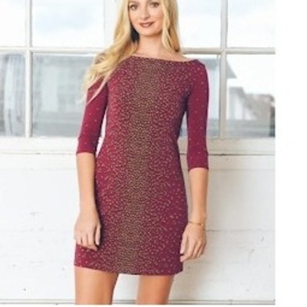 Leota‎ Dress Party Cocktail 3/4 Sleeve Animal Print Plum Purple XS